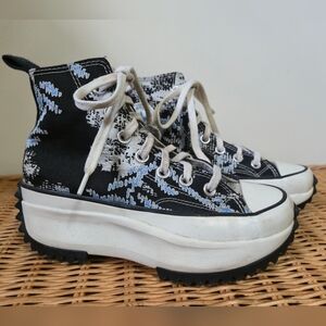 CONVERSE Run-Star Black/Blue Super Tread Platform Runner, w4.5 m3 21cm foot